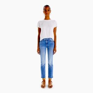 Mother Mid Rise Dazzler Ankle Blue Jeans